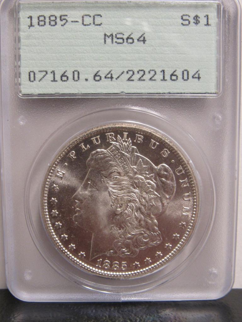 1885 CC Morgan US Silver Dollar PCGS MS64