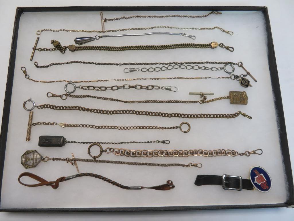 Estate Found Collection of Antique & Vintage Pocket Watch Chains