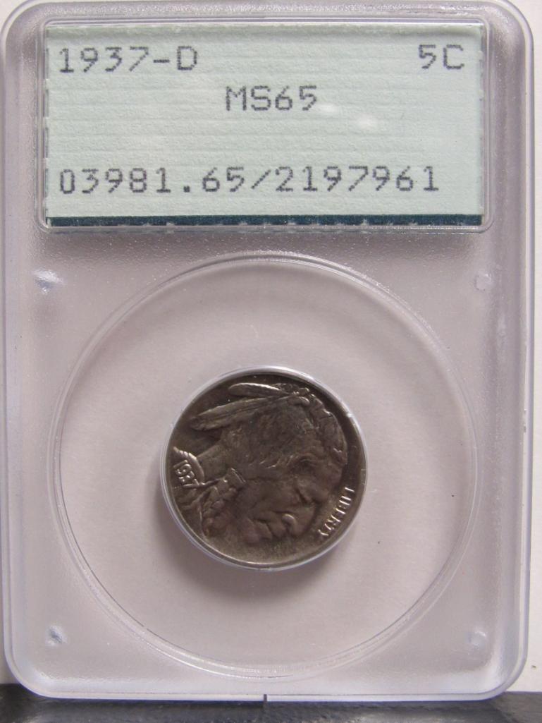 1937-D Buffalo US Nickel 5 Cents PCGS MS65