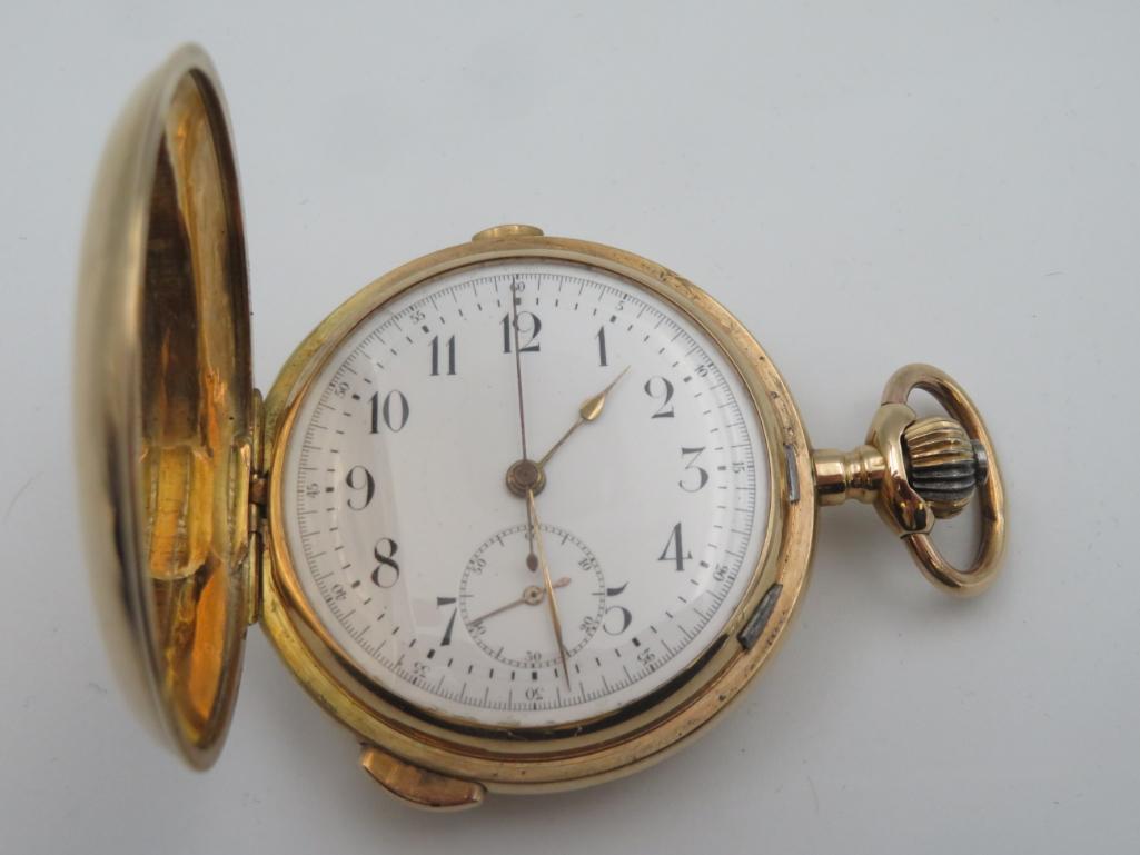 Unnamed English 14K Gold Repeater Chronograph Pocket Watch