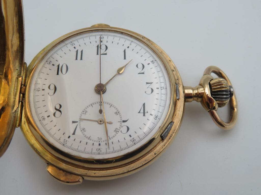 Unnamed English 14K Gold Repeater Chronograph Pocket Watch