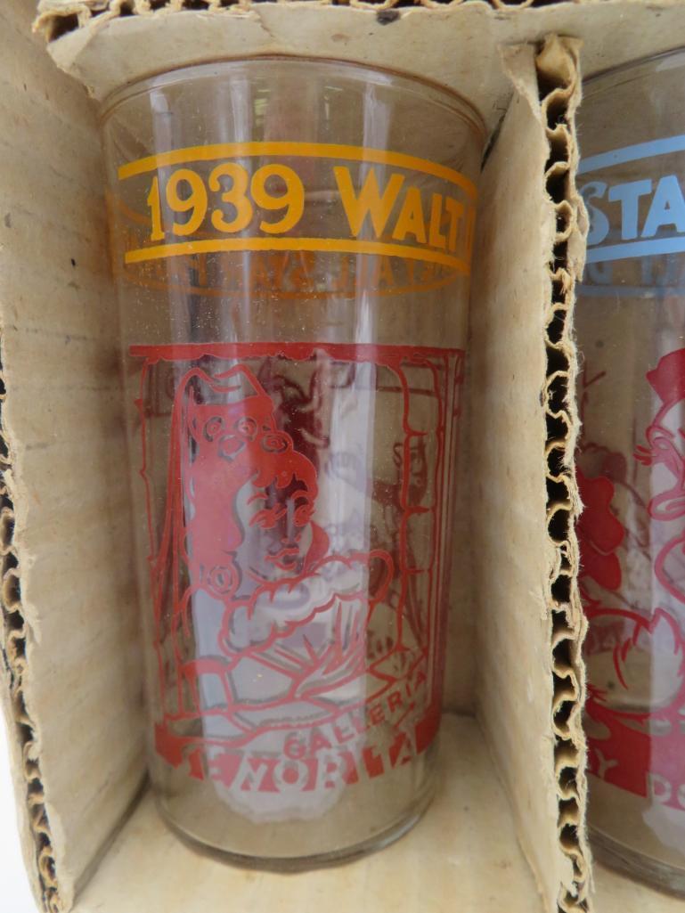 Full Set of 1939 Walt Disney All-Stars Drinking Glasses in Original Box