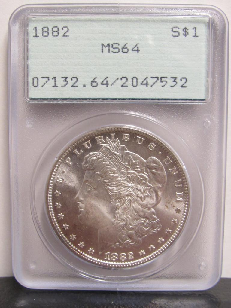 1882 Morgan US Silver Dollar PCGS MS64