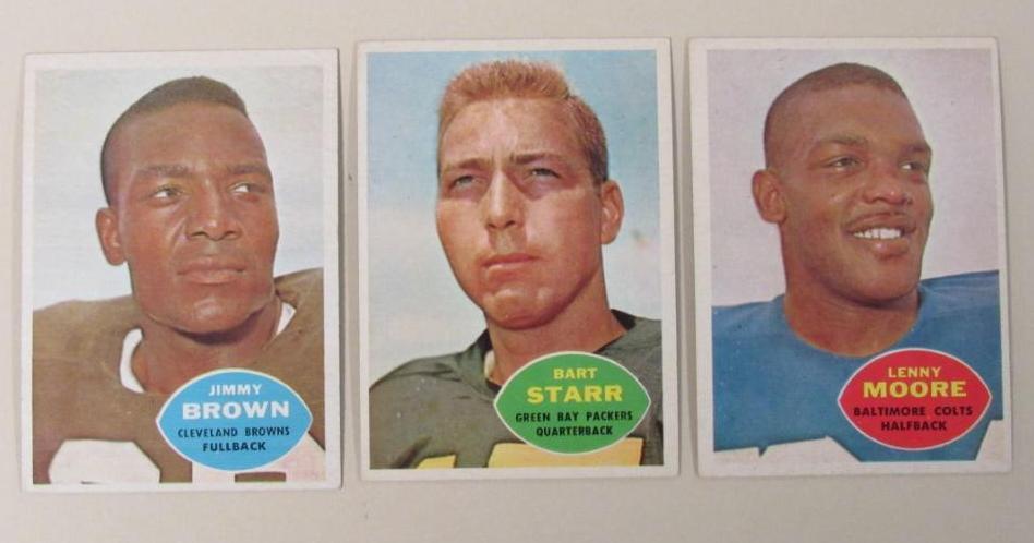 Lot (3) 1960 Topps Football Superstars w/ Brown & Starr