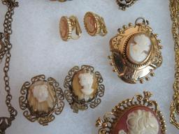 Case Lot of Antique & Vintage Cameo Jewelry