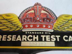 Rare Standar Oil Research Test Car Embossed Metal License Plate Topper