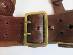 Original WWII British Military Leather Belt with Brass Buckle