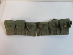 WWII U.S. Military 10 Pocket Ammo Belt, Rare Two-Tone