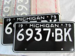 5 - NOS Consecutive Matched Pairs of 1979 Michigan License Plates