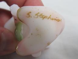 Beautiful Artist Signed Fenton Rosalene Hand Painted Mouse