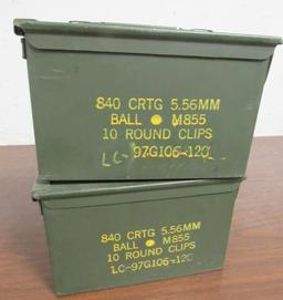 Lot (2) Vintage Steel Military Ammo Cans