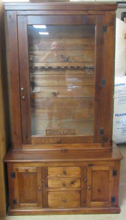 Beautiful 7 Ft Pine Griffin & Howe 2 Pc. Gun Cabinet