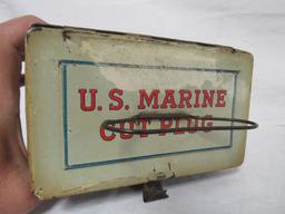 Outstanding Antique US Marine Cut Plug Tobacco Advertising Tin