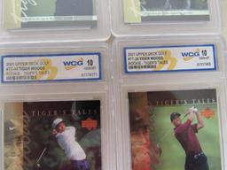 Lot (4) 2001 Upper Deck Golf Tiger Tales Tiger Woods RC Rookie Inserts All WCG 10 Gem Mint