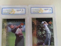 Lot (4) 2001 Upper Deck Golf Tiger Tales Tiger Woods RC Rookie Inserts All WCG 10 Gem Mint