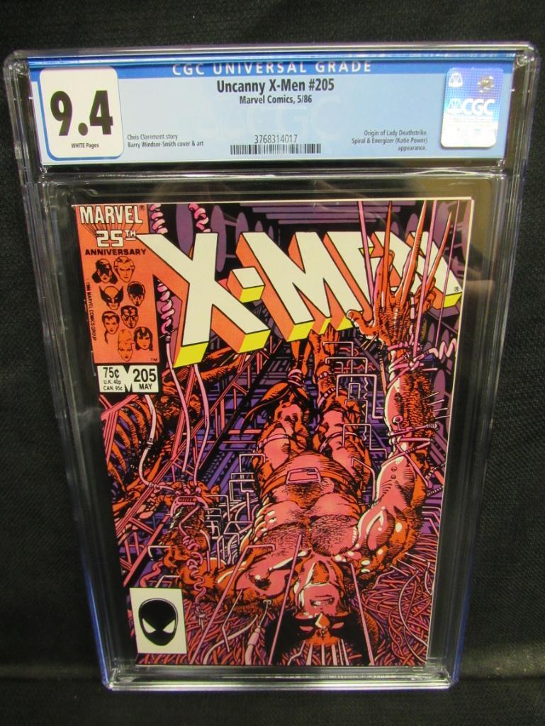 Uncanny X-Men #205 (1986) Key Origin of Lady Deathstrike CGC 9.4