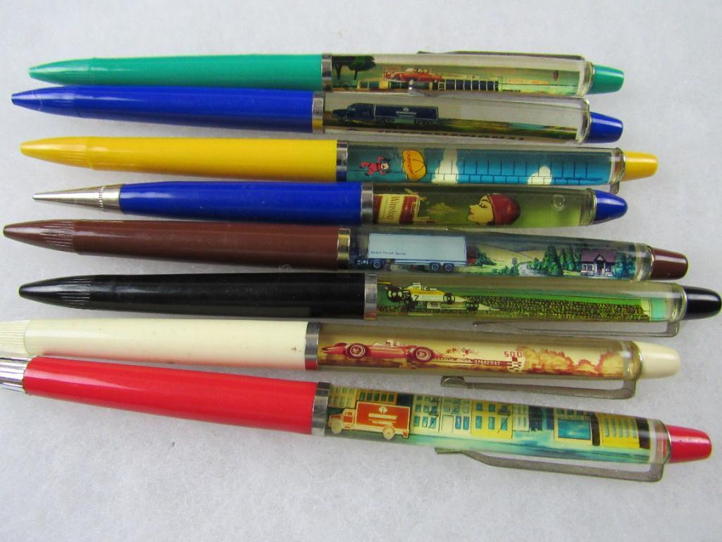 Lot (8) Vintage Advertising Floaty Ink Pens Denmark