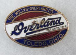 Antique Willys-Overland Porcelain Enameled Grill Badge