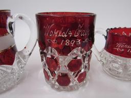Antique Souvenir Glass Lot (4) incl 1893 Worlds Fair