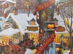 Charles Wysocki Framed & Matted Print " Small Town Christmas" Signed/ Numbered