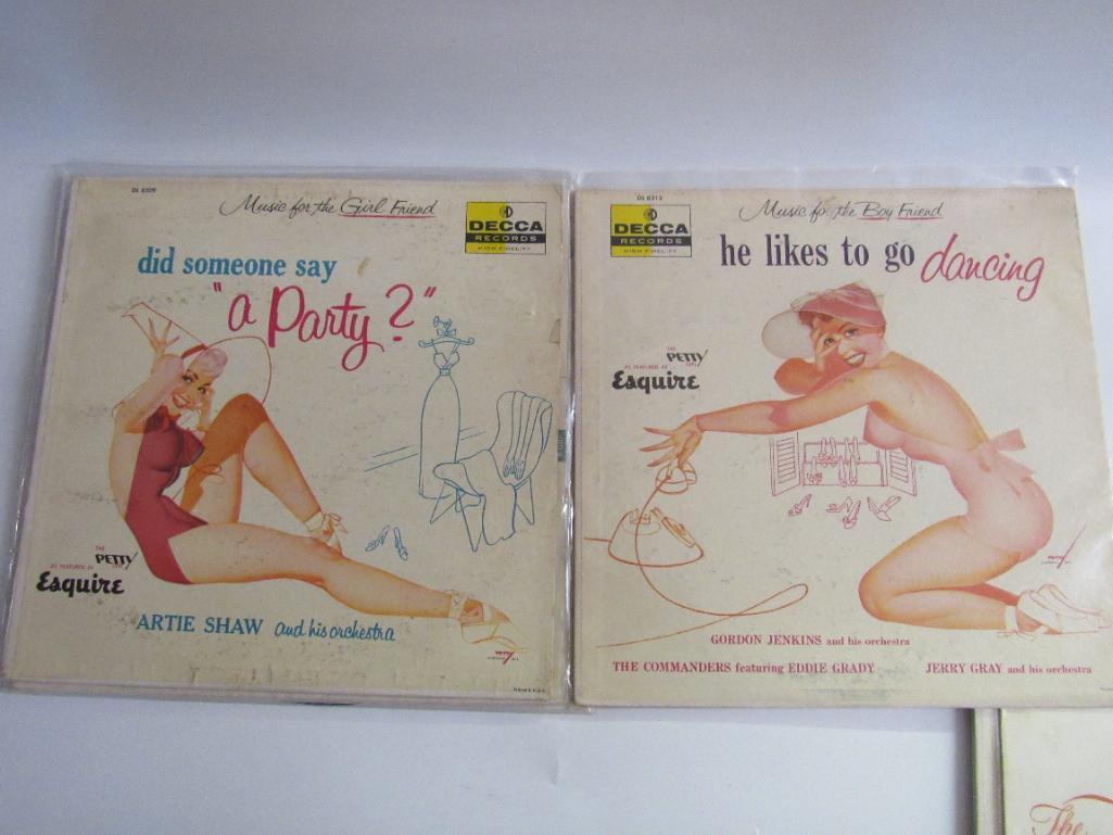 Lot (7) Antique 78 RPM Record Albums All Petty Pin-Up Art Esquire