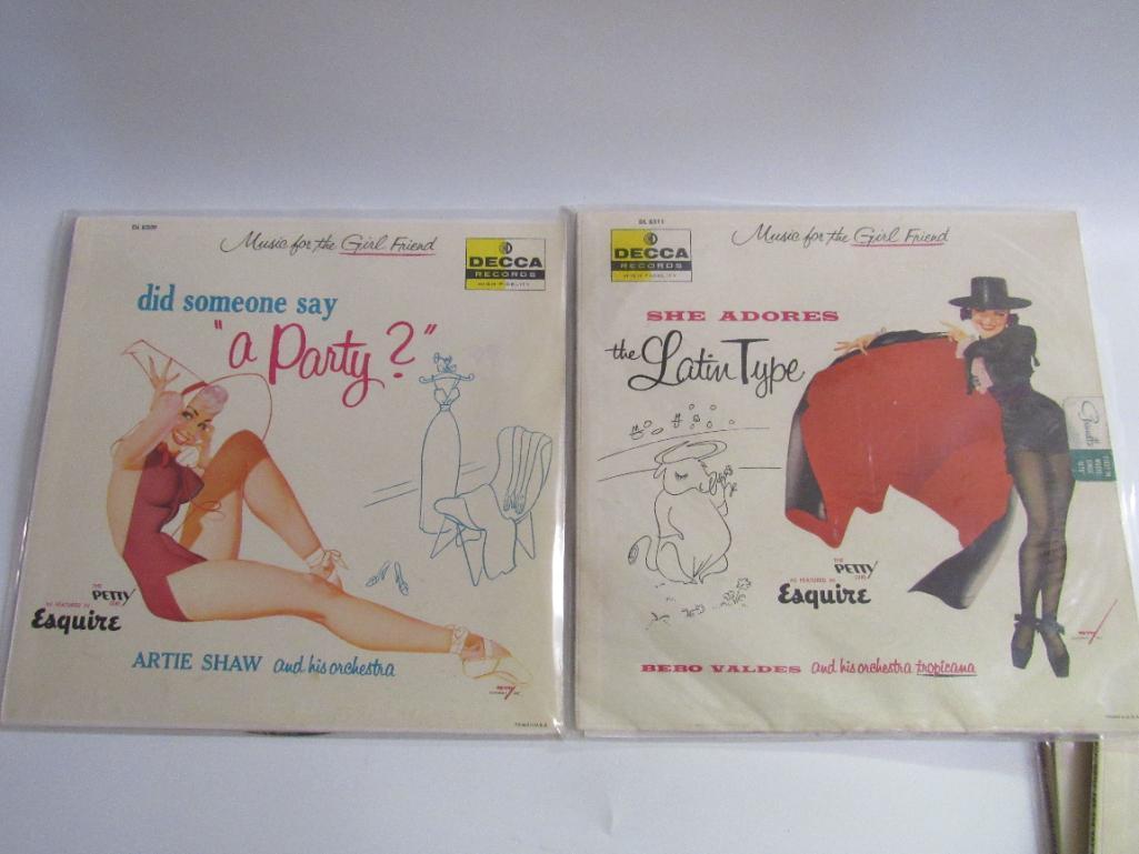 Lot (7) Antique 78 RPM Record Albums All Petty Pin-Up Art Esquire