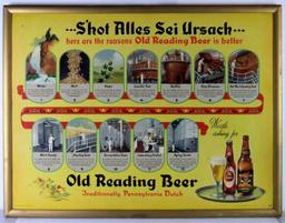 Dated 1946 Old Reading Beer Cardboard Sign in Wooden Frame