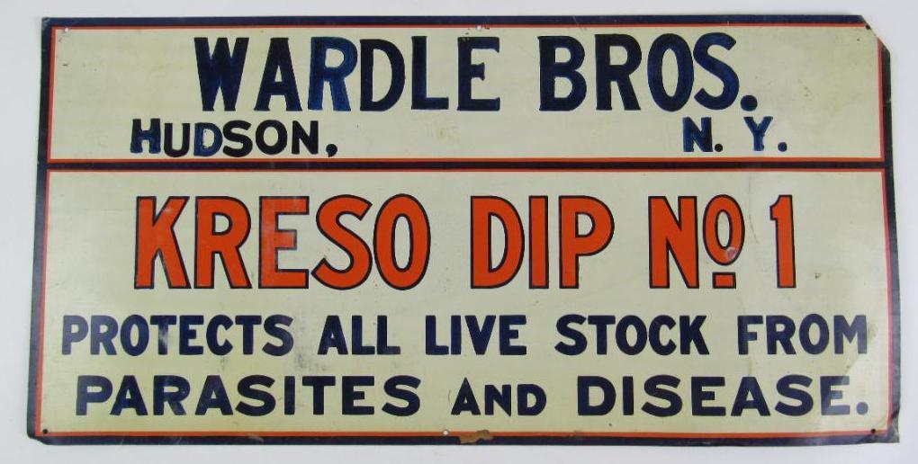 Early Wardle Brothers (NY) Kreso Dip #1 Livestock Metal Sign