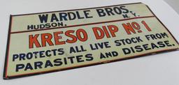 Early Wardle Brothers (NY) Kreso Dip #1 Livestock Metal Sign