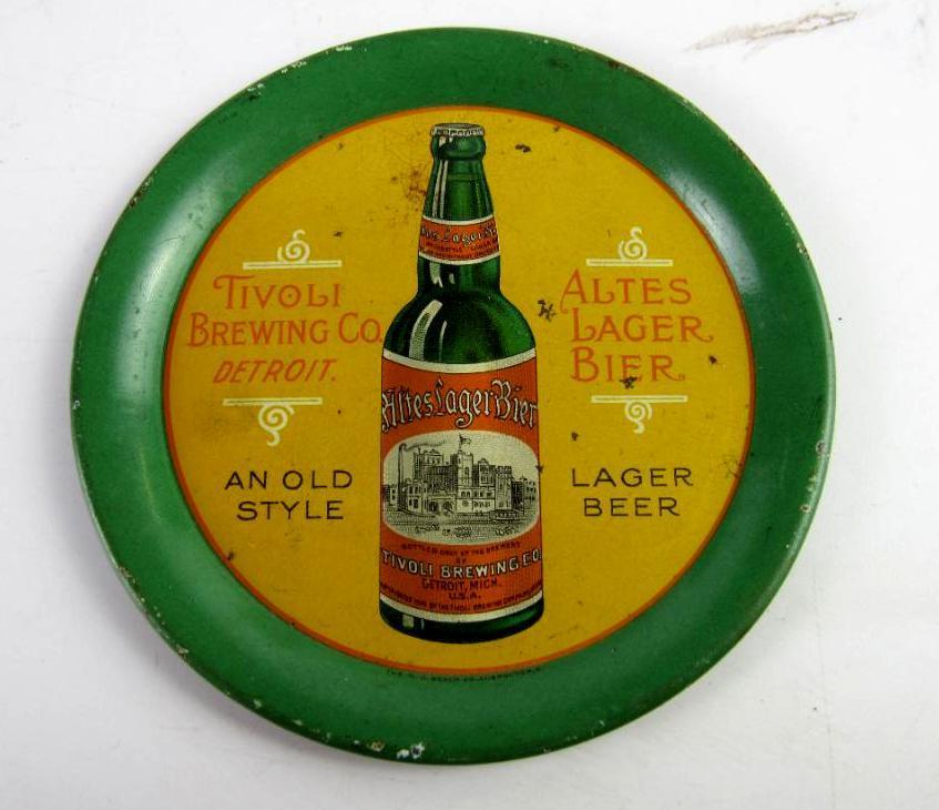 Antique Altes Beer/ Tivoli Brewing (Detroit) Tin Tip Tray 4"
