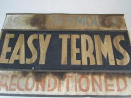 Antique " 1936 Plymouth Reconditioned" Paper on Metal Automobile Dealership Sign