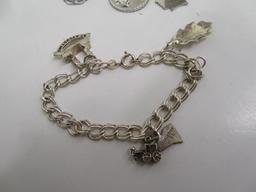 2 Sterling Silver Charm Bracelets with Charms