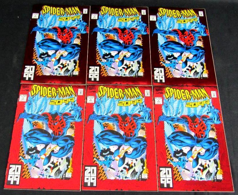 Lot (6) Spider-Man 2099 #1 (1992) Key 1st Issue/ Origin Miguel O'Hara/ Red Foil Cover