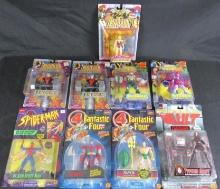 Lot (9) Toy Biz Assorted Marvel Action Figures Fantastic Four Spider-Man Marvel Hall of Fame