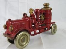 Antique Hubley Cast Iron Fire Pumper Truck 8"