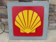 Vintage Shell Gas 32 x 30" Steel/ Lexan Lighted Can Sign