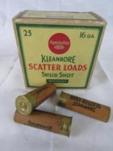 Antique Remington Kleanbore 16 ga. "Scatter Loads" Shot Shell box w/ Paper Shells
