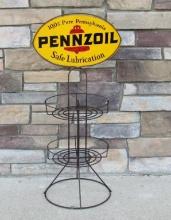Outstanding Vintage 1974 Dated Pennzoil Safe Lubrication Oil Rack