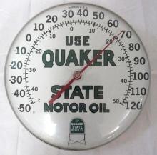 Vintage Quaker State Motor Oil 12" Advertising Thermometer