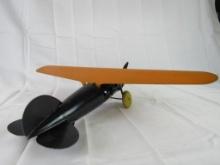 Antique Wyandotte Pressed Steel Airplane w/ Wooden Wheels (18" Wingspan)