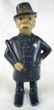 Antique Cast Iron Keystone Cop Police Officer Still Bank 6"