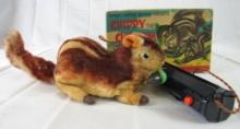 Antique Japan Tin Battery Op Chippy the Chipmunk in original Box!