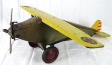 Antique Steelcraft Pressed Steel Airplane 24" Long, 23" Wingspan
