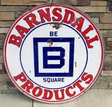 Rare Antique Barnsdall Oil Products "B SQUARE" 48" Dbl. Sided Porcelain Service Station Sign