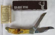Vintage Ka-Bar Dogs Head #V111-78 Folding Knife 2-Blade in Orig. Box