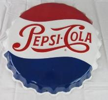 Outstanding Antique Pepsi Cola Embossed Metal Bottle Cap Metal Sign