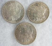 Lot (3) 1900 O US Morgan 90% Silver Dollars