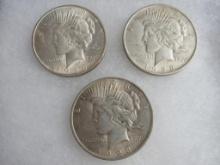 Lot (3) 1923-P US Peace 90% Silver Dollars