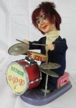 Vintage 1960's Alps Japan Tin Battery Op Arthur A-Go-Go Drummer Toy