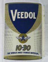 Excellent Antique Veedol Flying A Motor Oil Dbl. Sided Metal Flange Sign